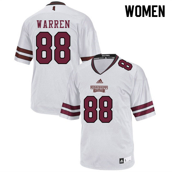Women #88 Powers Warren Mississippi State Bulldogs College Football Jerseys Sale-White